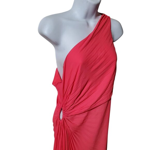 Nicole Miller One Shoulder Asymmetric Hem Maxi Dress Sz 10 - Picture 3 of 6